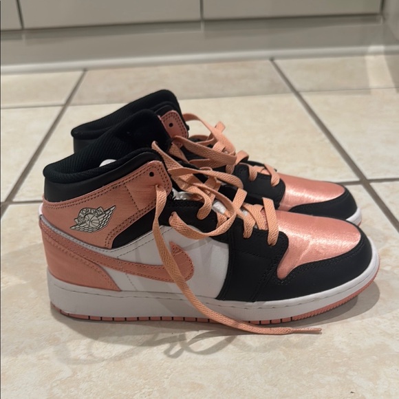 Nike Air Jordan Mid in Black, White, and Peach - Picture 3 of 5
